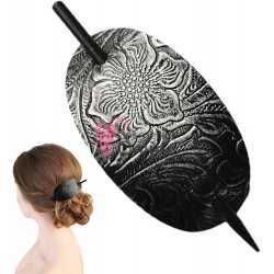 Accesoriu de par modern Japonez pentru cocuri din piele ecologica JPN19CC Argintiu